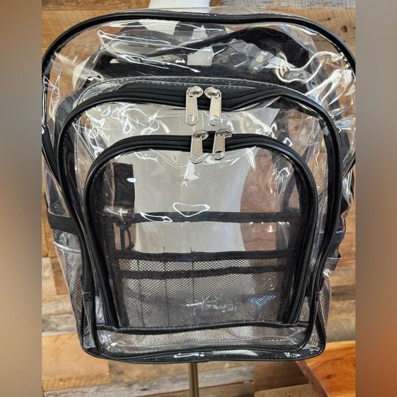 Clear Backpack  Zippered Bag - Picture 1 of 14